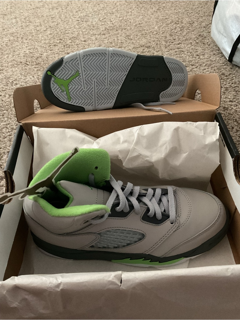 Jordan Kids' Gray with Neon Green Accent Sneakers